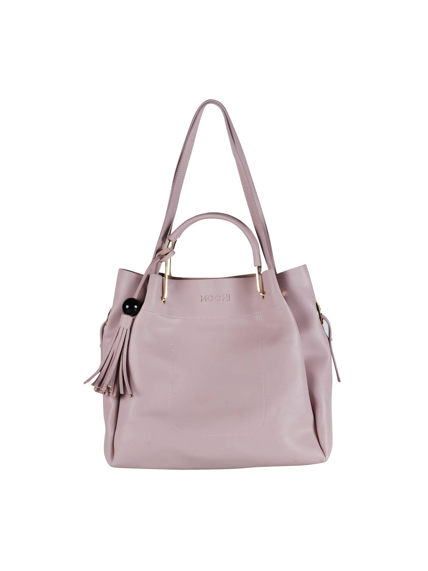 Buy Mochi Pink Solid Handbag And Pouch (Set of 2) Online