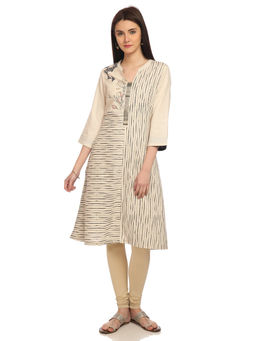 Biba - Beige A-Line Printed Kurta