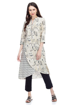 Biba - Beige Printed Kurta