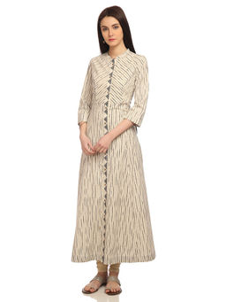 Biba - Beige Long Printed Kurta
