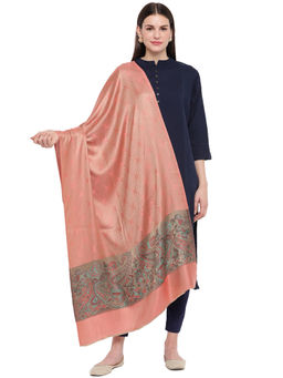 Tossido - Peach Self Design with Woven Border Modal Stole