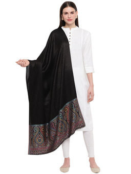 Tossido - Black Self Design with Woven Border Modal Stole