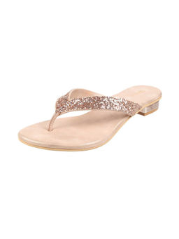 Mochi - Womens Rose Gold Flat ChappalsMochi Embellished Rose Gold Flats