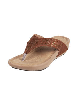 Mochi - Womens Tan Wedges HeelsMochi Embellish Brown Wedges Slippers