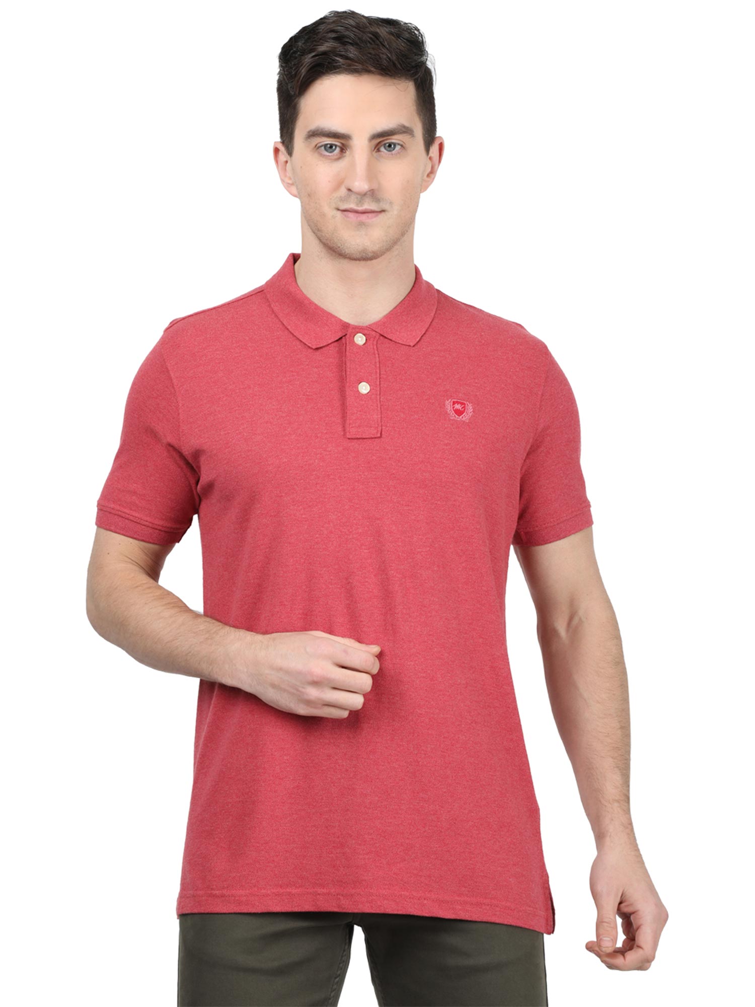 Red Solid Half Sleeve Cotton Blend 