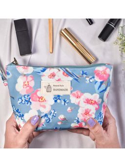 Visual Echoes - Floral Bliss Make Up Travel Pouch - Blue