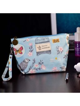 Visual Echoes - Floral Bliss Make Up Travel Pouch - Light Blue