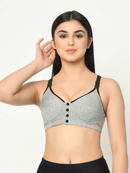 Mamma Presto - Cotton Front Open Maternity Feeding Bra - Grey