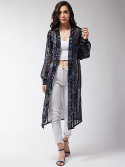Magre - Navy Blue Printed Shrug