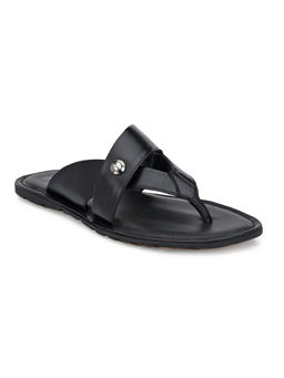 Hitz - Men's Black Synthetic Open Toe Slippers