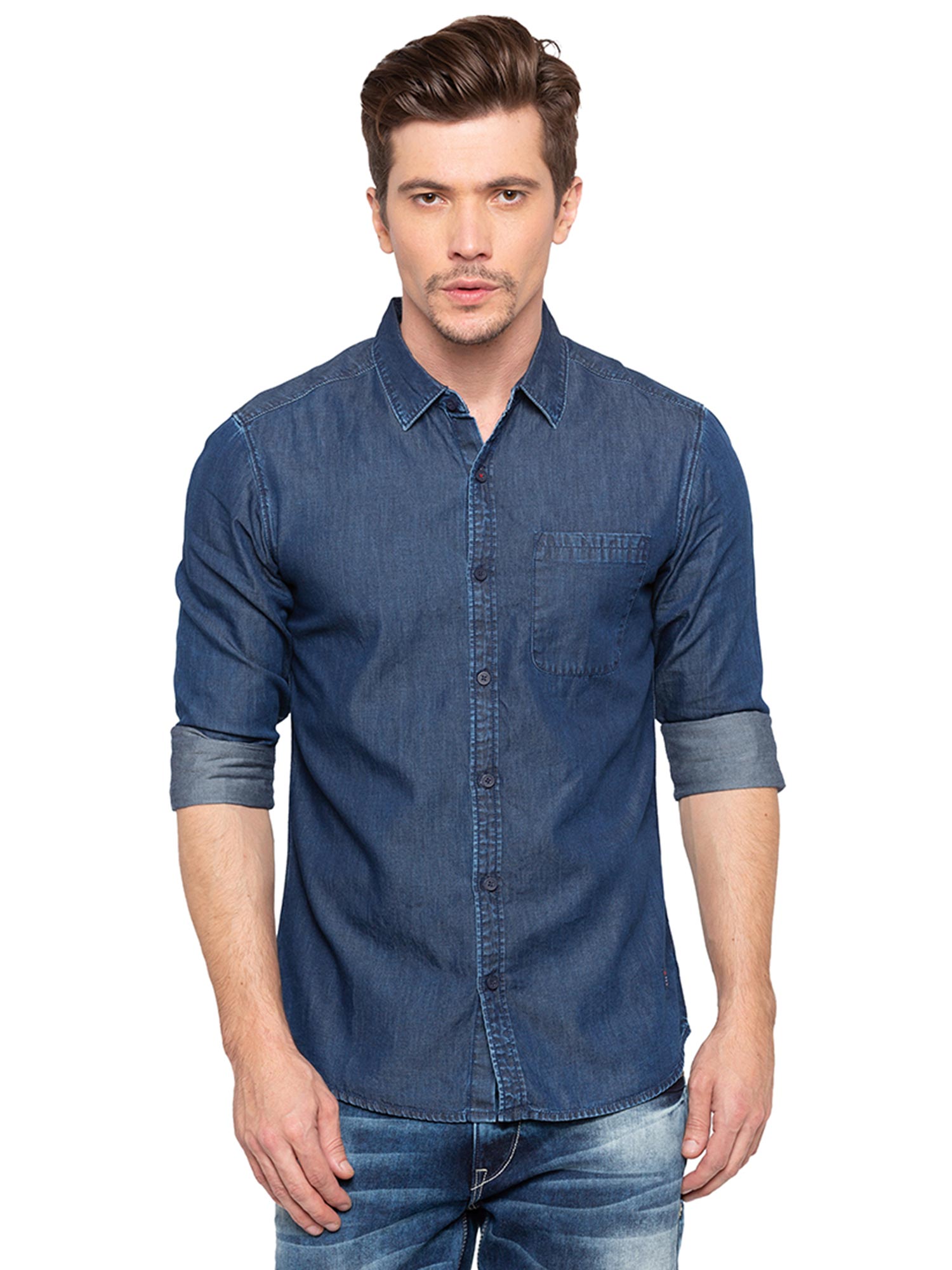 Buy Spykar Blue Denim Casual Shirt 