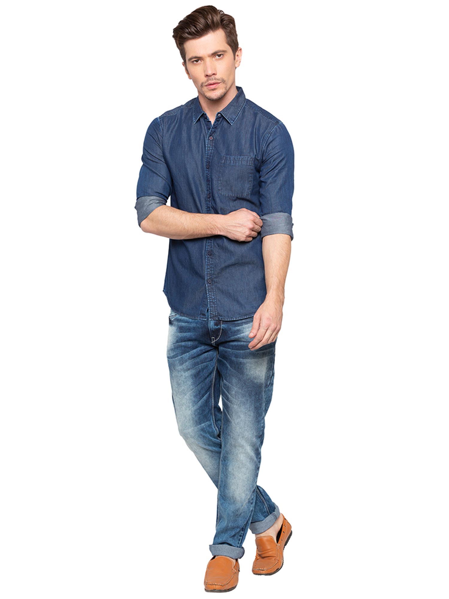 Buy Spykar Blue Denim Casual Shirt 