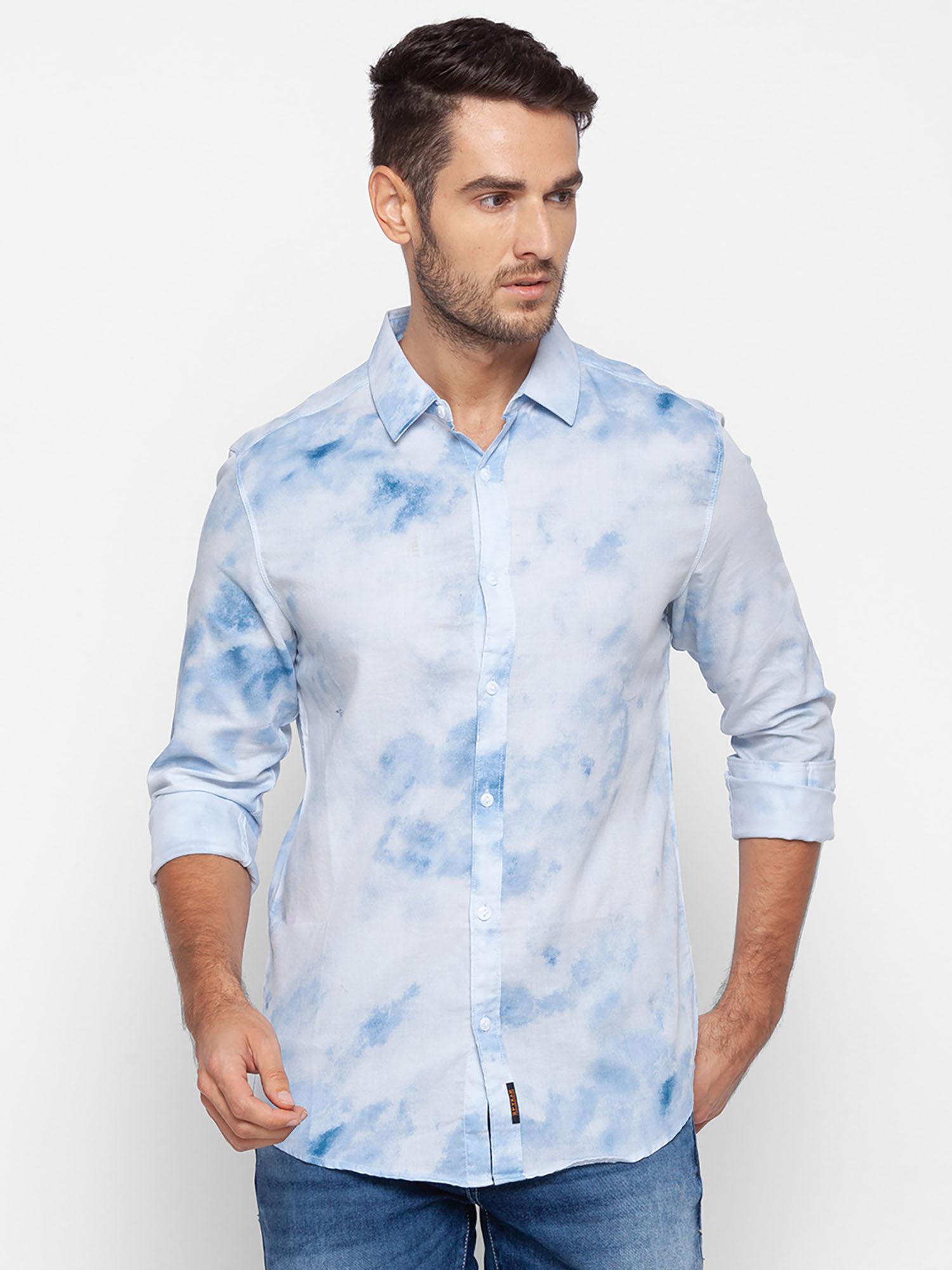 Buy Spykar Blue Printed Casual Shirts 