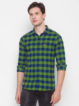 Spykar - Green Checked Casual Shirts