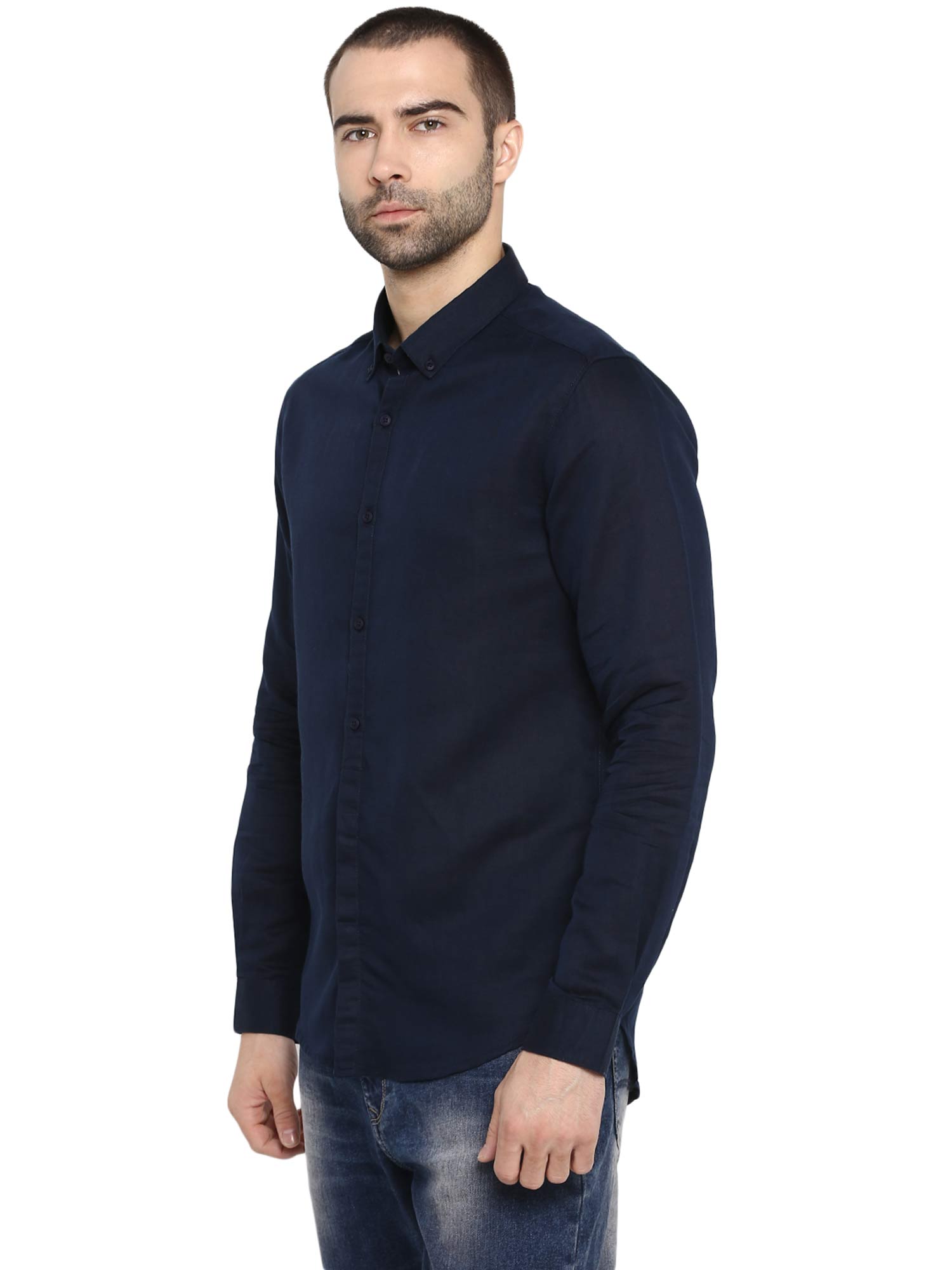 Buy Spykar Navy Blue Solid Casual Shirt 