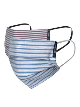 FabAlley - 2 Pcs Casual Striped 2 Ply Pleated Reusable Mask Set
