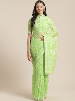 Sareemall - Green Festive Brasso Saree With Unstitched Blouse