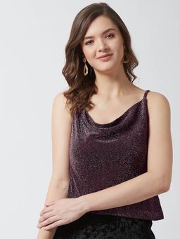 Magre - Pink Shimmer Cowl Neck Top