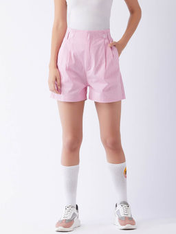 Magre - Lavender Stripes High Waist Side Button Shorts