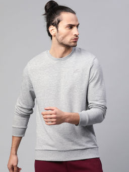Alcis - Grey Melange Solid Sweatshirt