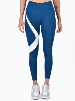 Muscle Torque - Gym/Yoga High Waist Overlap Belt Style Tight-Blue