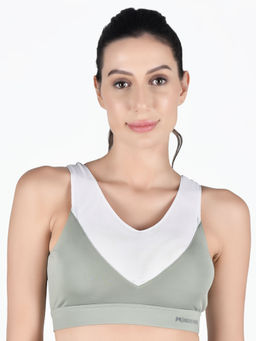 Muscle Torque - Running/Workout High Impact Front Mesh & Back Design Sports Bra - Light Green