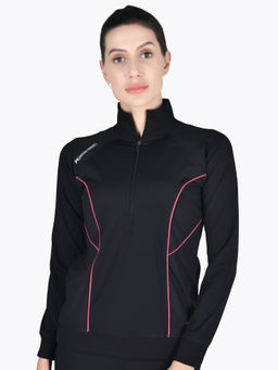 Muscle Torque - Women Pink Styleline Sweatshirt Front Zip & Pocket Style - Black