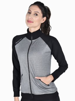 Muscle Torque - Women Sweatshirt Full Front Zip & Pocket Style - Grey & Black