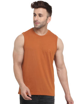 CHKOKKO - Rust Men Cotton Gym Tank Tops