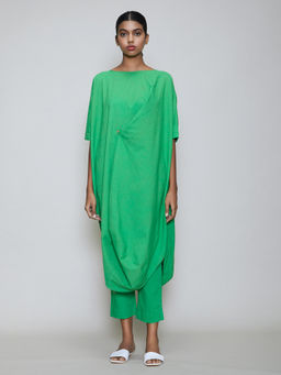 Mati - Cowl Button Tunic and Pant- Green (Set of 2)