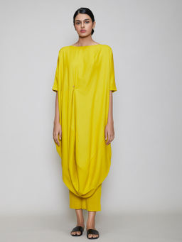 Mati - Cowl Button Tunic and Pant-Yellow (Set of 2)