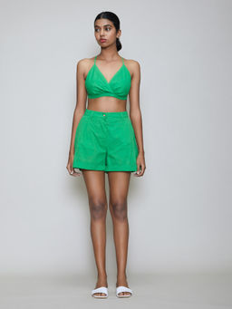 Mati - Bralette And Shorts- Green (Set of 2)