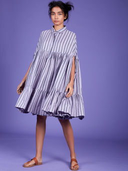 Mati - Lavender Stripes Cape Dress - Customisable