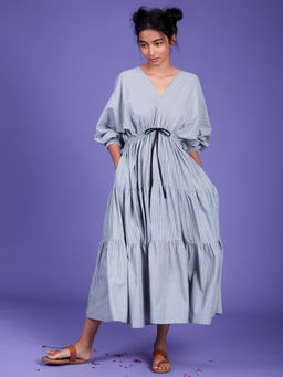 Mati - Powder Blue Stripes Citra Aakaar Dress - Customisable