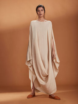 Mati - Off White Cowl Maxi Dress - Customisable
