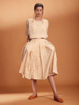 Mati - Off White Crop Top With Skirt- Customisable - (Set of (2)