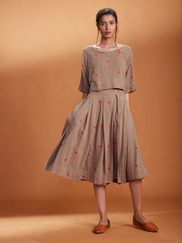 Mati - Khaki Crop Top With Skirt- Customisable - (Set of (2)