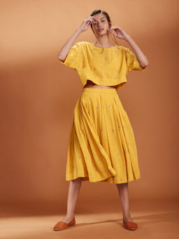 Mati - Yellow Crop Top With Skirt- Customisable - (Set of (2)