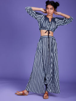 Mati - Powder Blue Stripes Crop Top - Customisable