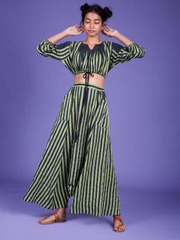 Mati - Light Green Stripes Crop Top - Customisable