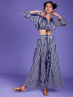 Mati - Lavender Stripes Top And Harem Pant - Customisable (Set of 2)