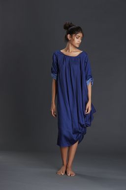 Mati - Navy Blue Ek Tarfa Aakaar Dress - Customisable