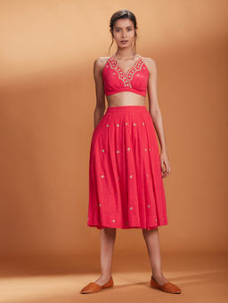 Mati - Pink Bralette With Skirt- Customisable - (Set of (2)