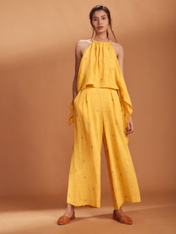 Mati - Yellow Halter Neck Top With Pant- Customisable - (Set of (2)