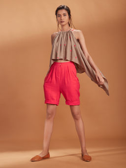 Mati - Multi-Color Halter Neck Top With Short- Customisable - (Set of (2)