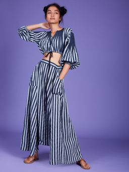 Mati - Powder Blue Stripes Harem Pant - Customisable