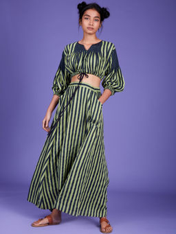 Mati - Light Green Stripes Harem Pant - Customisable