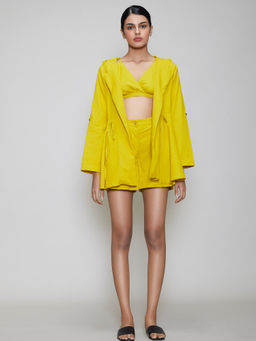 Mati - Hooded Jacket and Bralette with Shorts - Yellow (Set of 3)