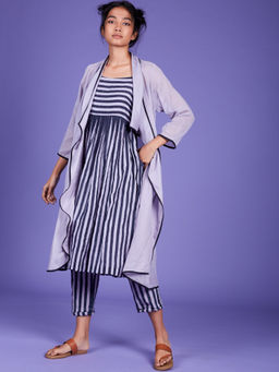 Mati - Lavender Stripes Jana Tunic & Pant With Jacket - Customisable (Set of 3)