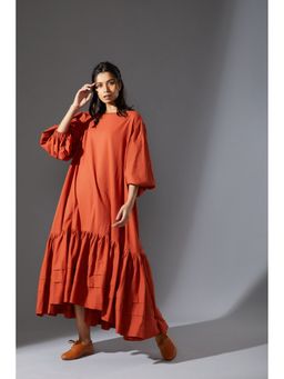 Mati - Orange Solid Dress